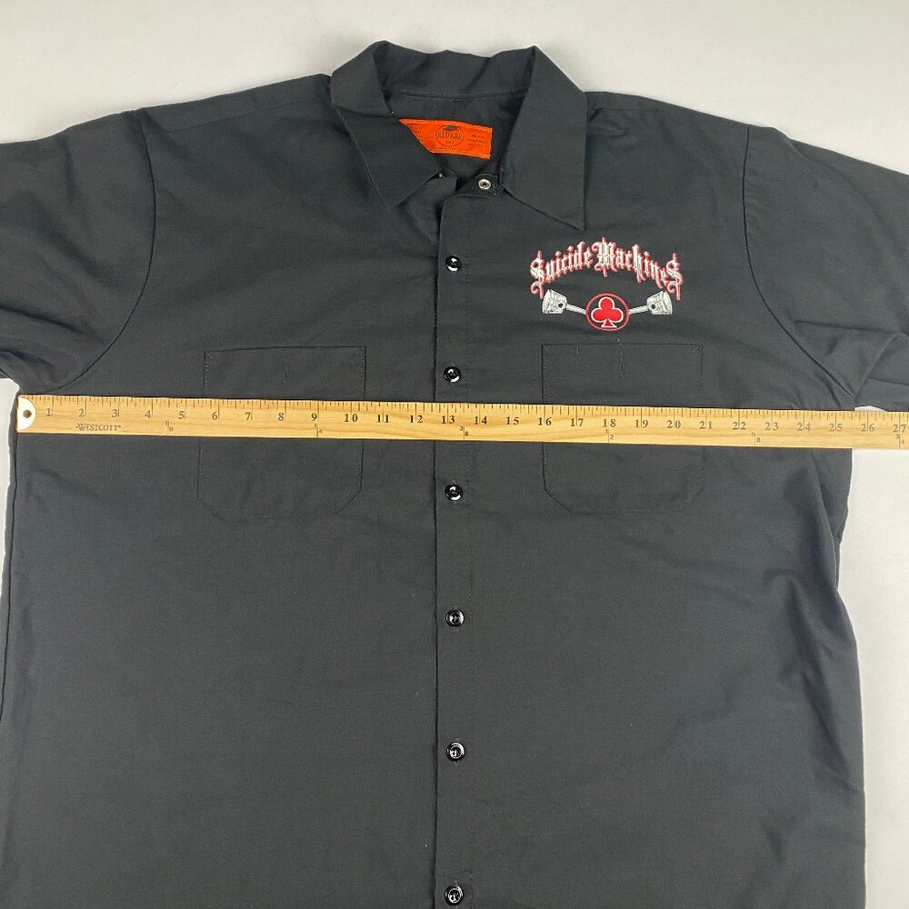 Suicide Machines Speed Shop Flame Skull Motorcycle Button Up Shirt Men's XL - Picture 7 of 8